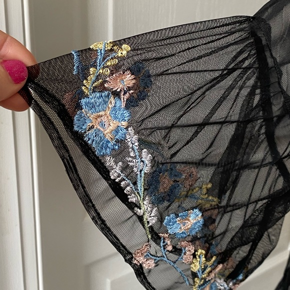 NWT Kaari Blue black sheer mesh blouse size XS. - Picture 5 of 6